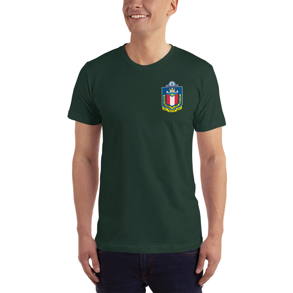 USS Austin (LPD-4) Ship's Crest T-Shirt – front view, forest