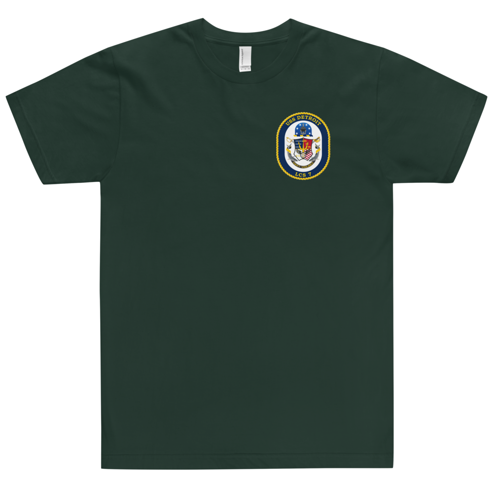 USS Detroit (LCS-7) Ship's Crest Shirt – front view, forest