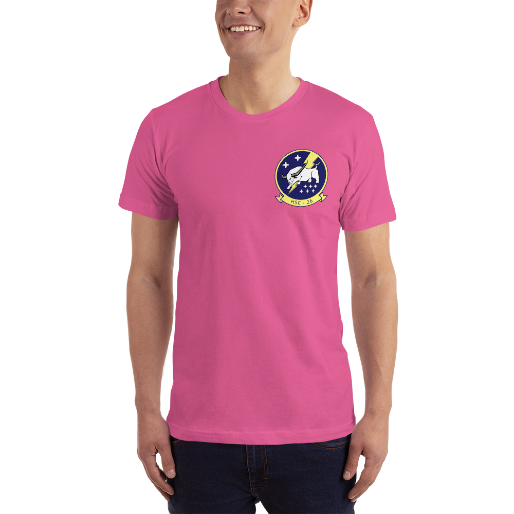 HSC-26 Chargers Squadron Crest T-Shirt – front view, fuchsia