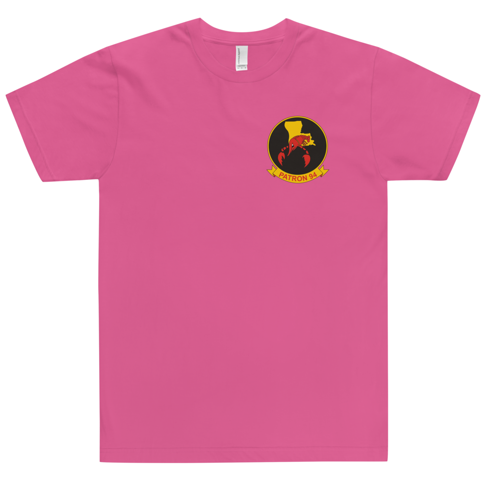 VP-94 Crawfisher's Squadron Crest T-Shirt – front view, fuchsia