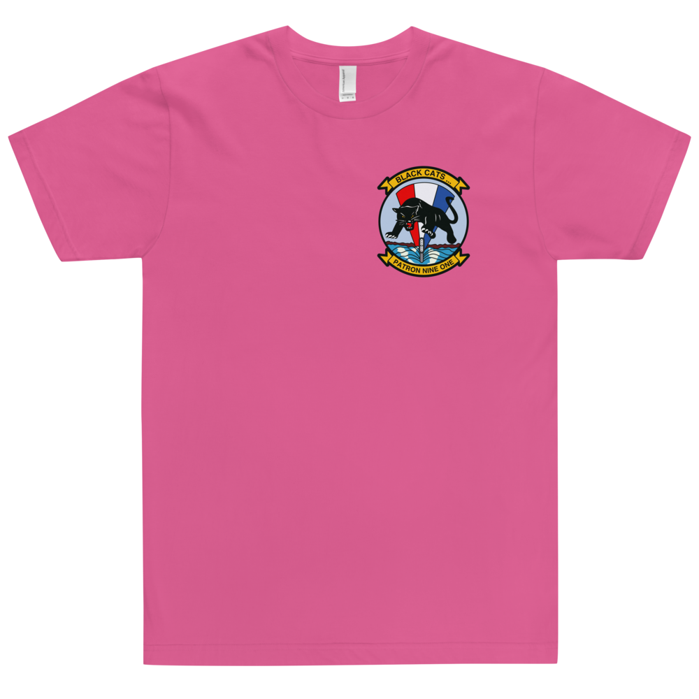 VP-91 Blackcats Squadron Crest T-Shirt – front view, fuchsia