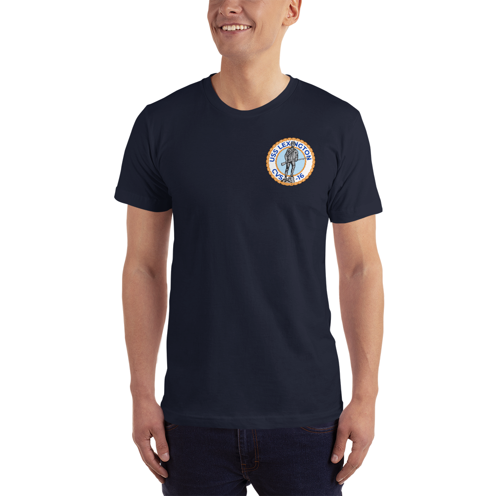 USS Lexington (CVS-16) Ship's Crest T-Shirt – front view, navy