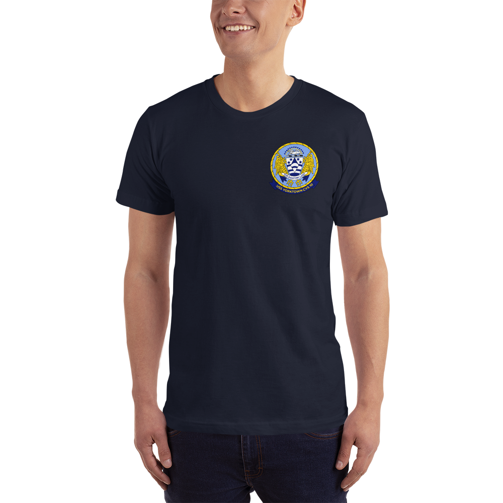 USS Yorktown (CVS-10) Ship's Crest T-Shirt – front view, navy