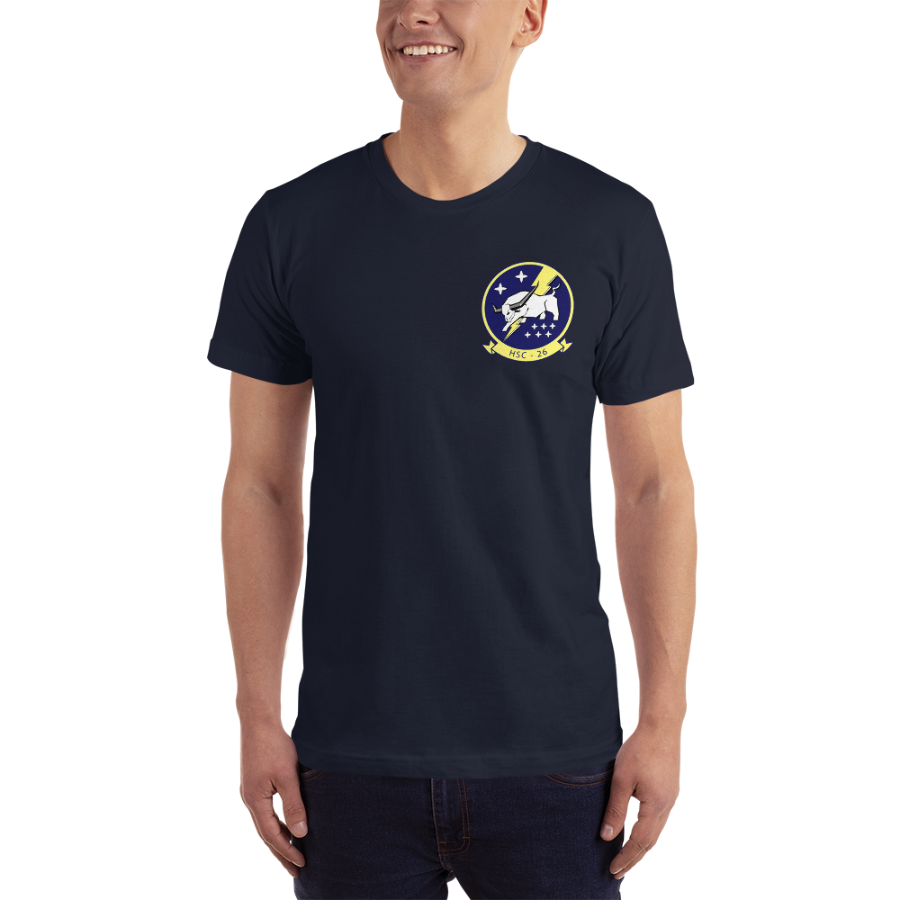 HSC-26 Chargers Squadron Crest T-Shirt – front view, navy