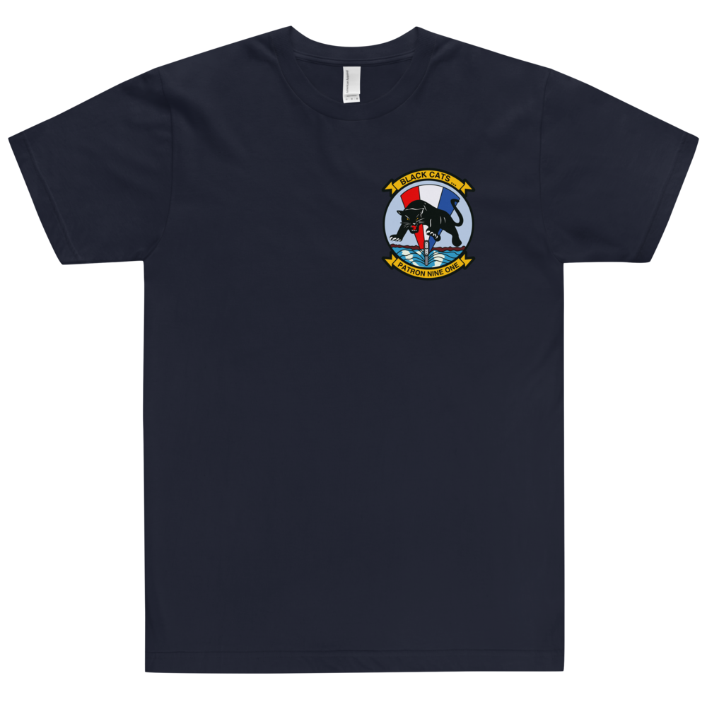 VP-91 Blackcats Squadron Crest T-Shirt – front view, navy