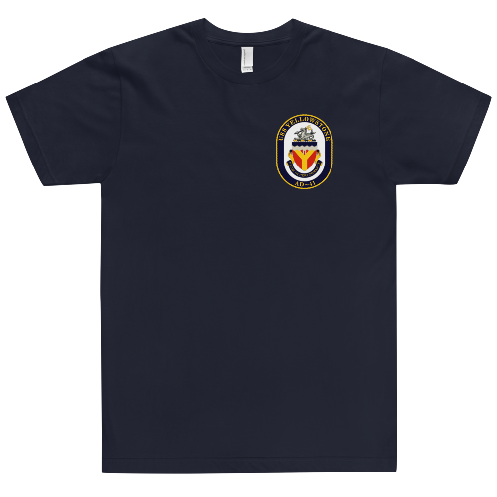 USS Yellowstone (AD-41) Ship's Crest T-Shirt – front view, navy