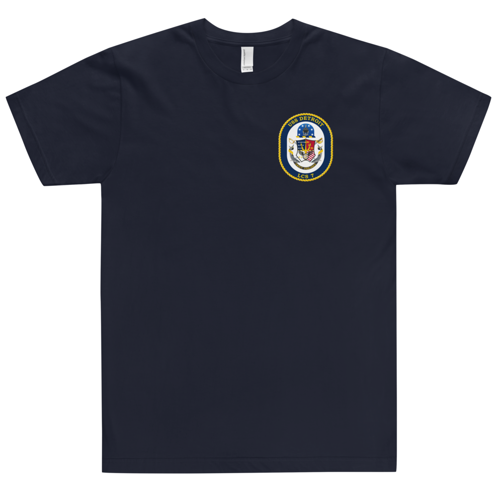 USS Detroit (LCS-7) Ship's Crest Shirt – front view, navy