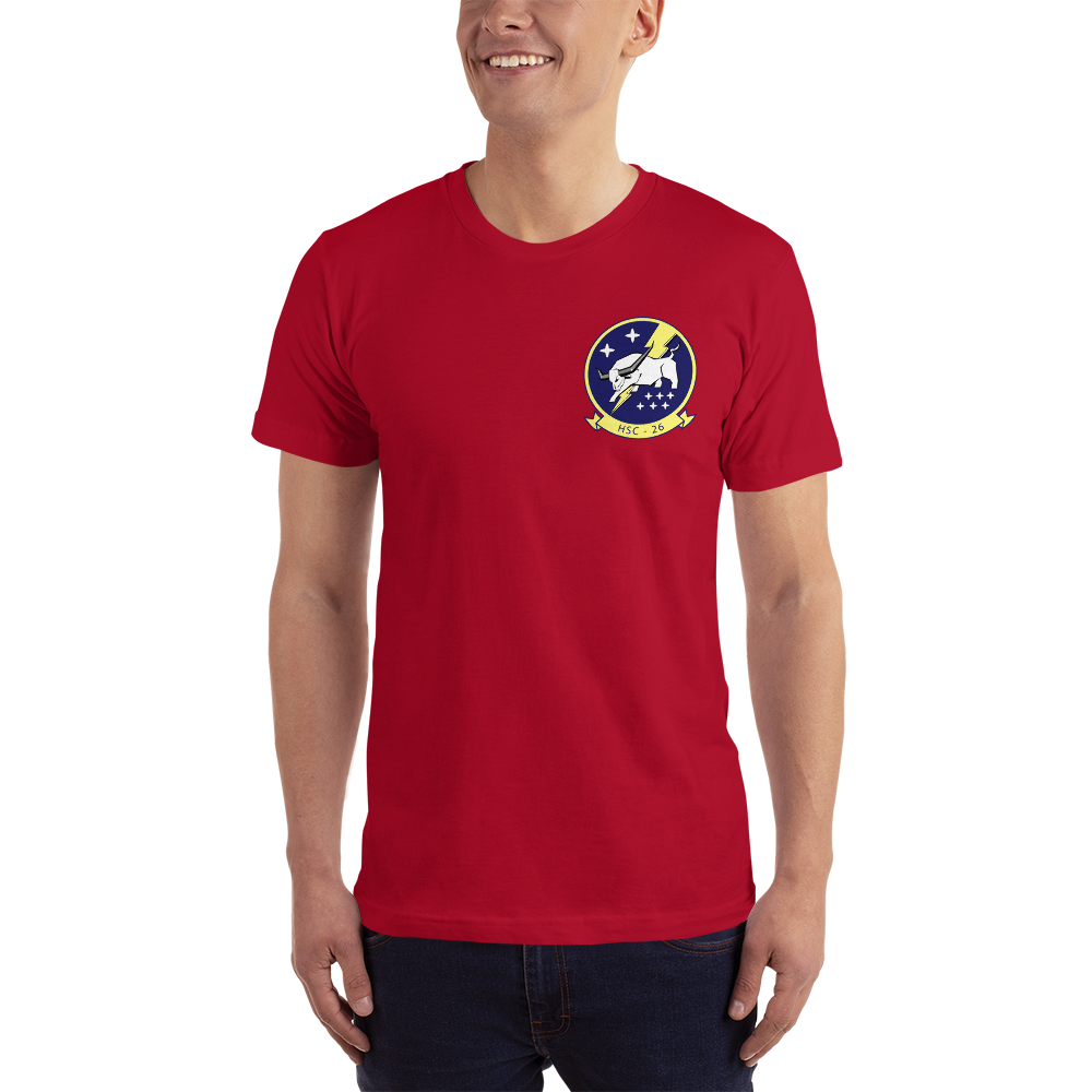 HSC-26 Chargers Squadron Crest T-Shirt – front view, red