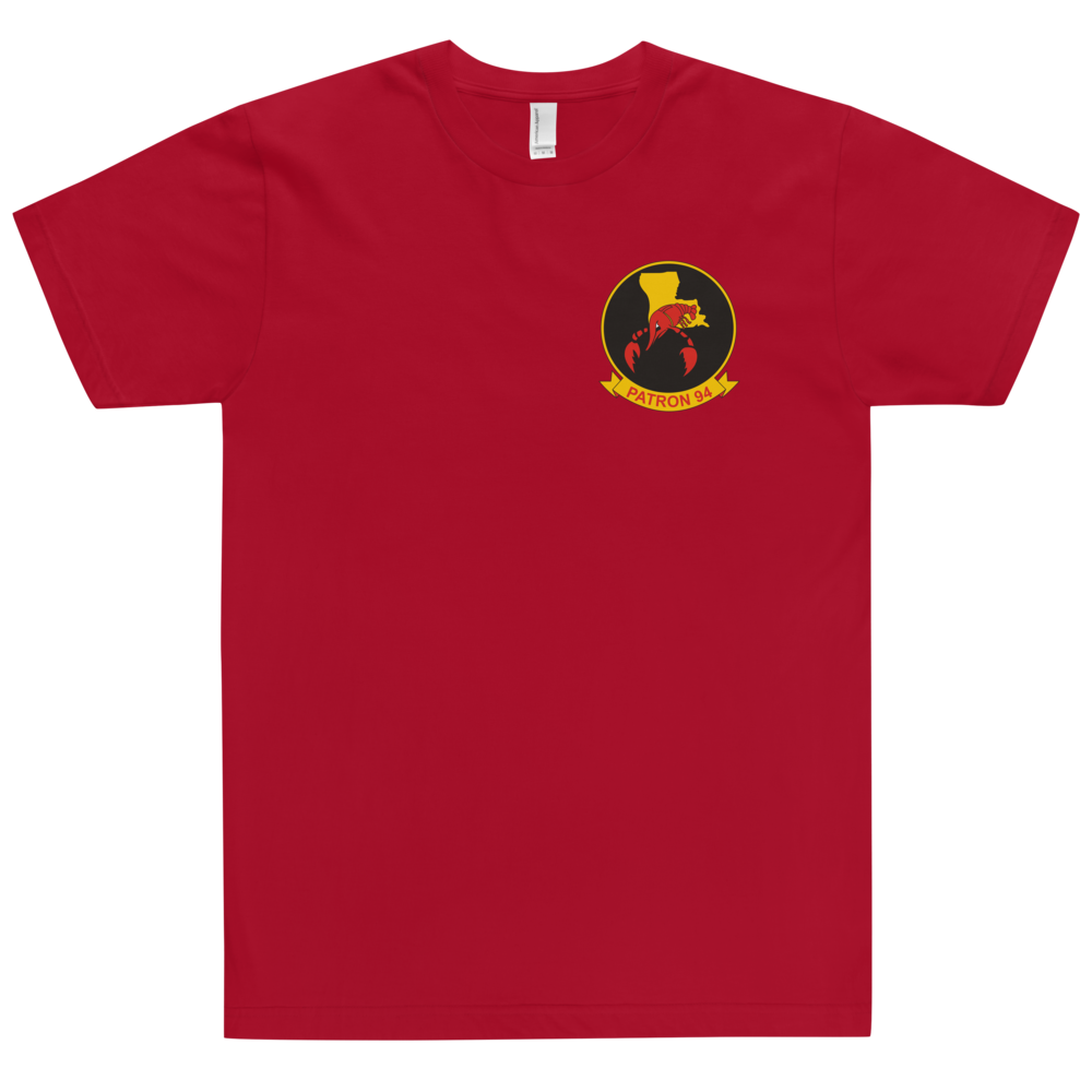 VP-94 Crawfisher's Squadron Crest T-Shirt – front view, red