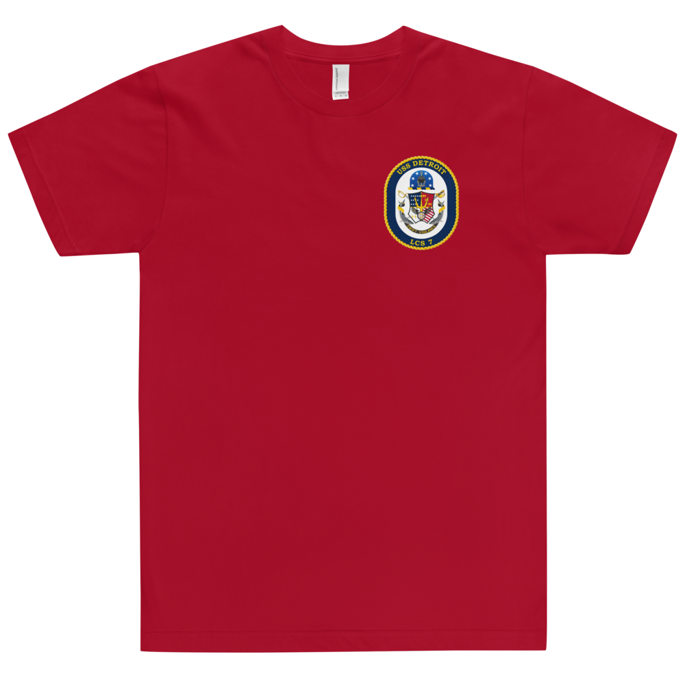 USS Detroit (LCS-7) Ship's Crest Shirt – front view, red