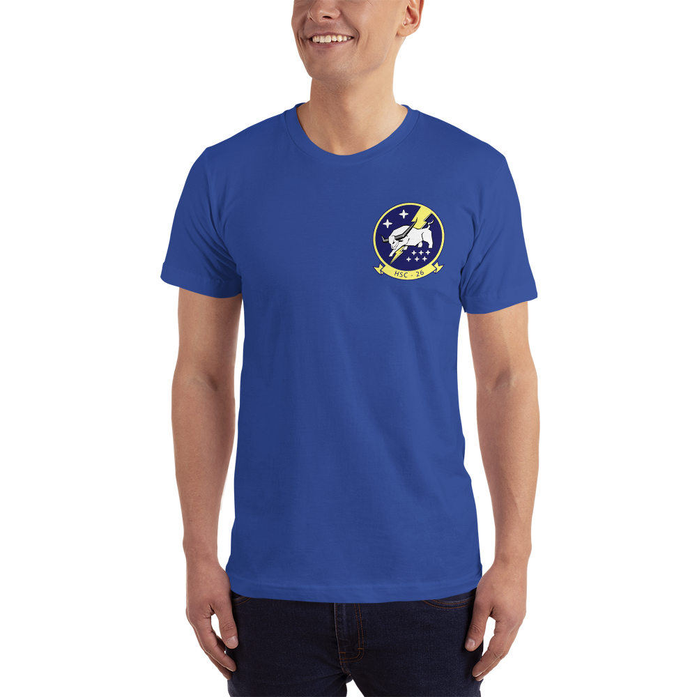HSC-26 Chargers Squadron Crest T-Shirt – front view, royal