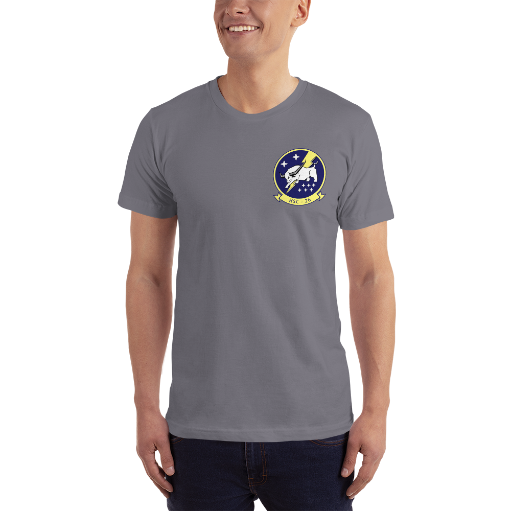 HSC-26 Chargers Squadron Crest T-Shirt – front view, slate