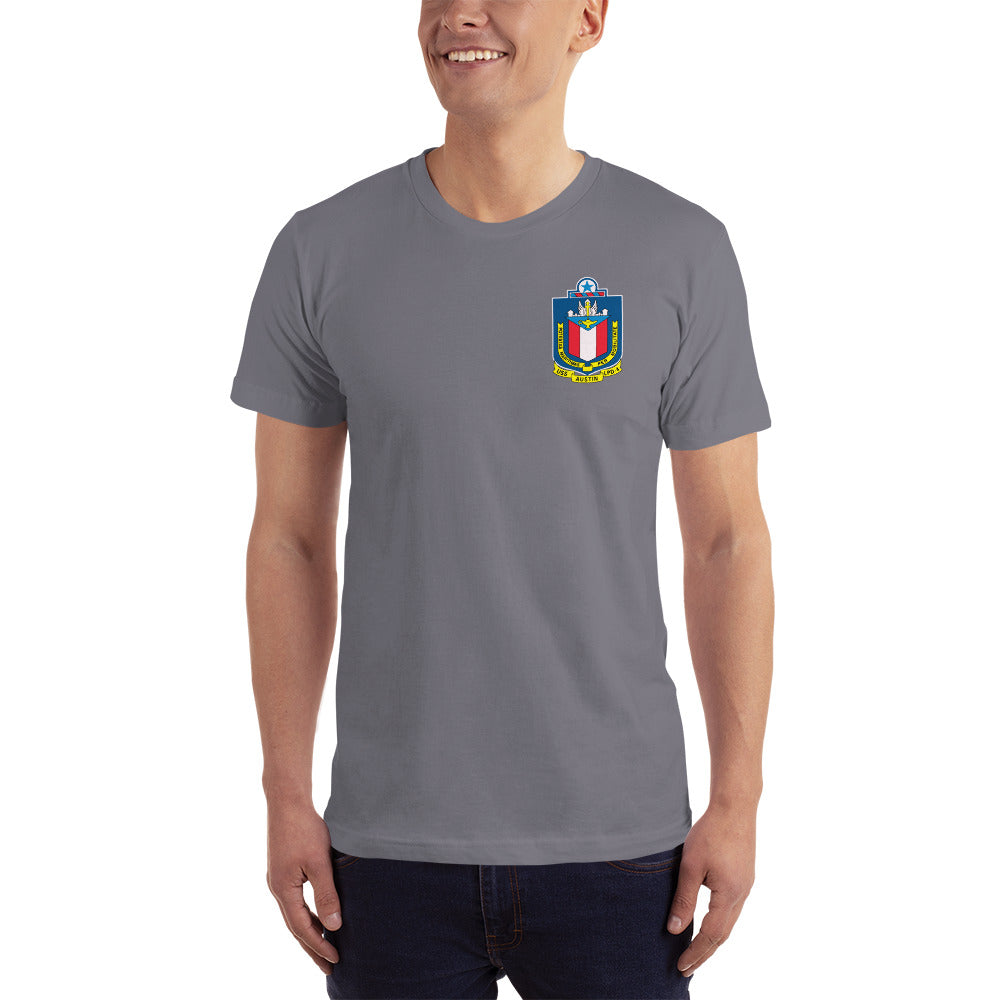 USS Austin (LPD-4) Ship's Crest T-Shirt – front view, slate