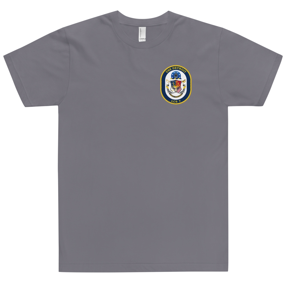 USS Detroit (LCS-7) Ship's Crest Shirt – front view, slate