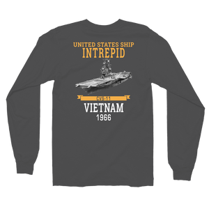 USS Intrepid (CVS-11) 1966 Vietnam Long Sleeve T-Shirt – back view, asphalt