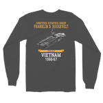 USS Franklin D. Roosevelt (CVA-42) 1966-67 VIETNAM Long Sleeve T-Shirt – back view, asphalt