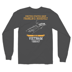 USS Franklin D. Roosevelt (CVA-42) 1966-67 VIETNAM Long Sleeve T-Shirt – back view, asphalt