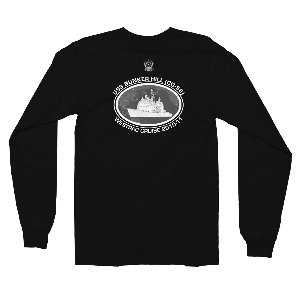 USS Bunker Hill (CG-52) 2010-11 Deployment Long Sleeve Shirt – back view, black