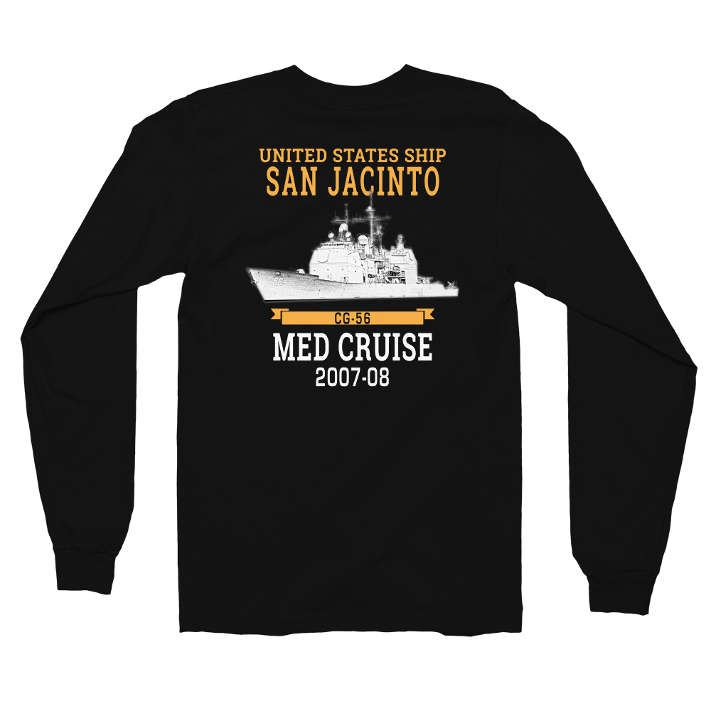 USS San Jacinto (CG-56) 2007-08 Deployment Long Sleeve T-Shirt – back view, black