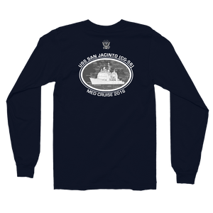 USS San Jacinto (CG-56) 2016 Deployment Long Sleeve T-Shirt – back view, navy