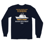 USS Vicksburg (CG-69) 1994 Maiden Deployment Long Sleeve T-Shirt – back view, navy