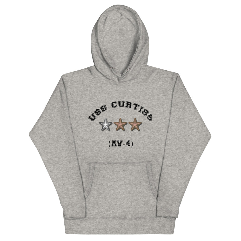 USS Curtiss (AV-4) Unisex Hoodie – front view, grey