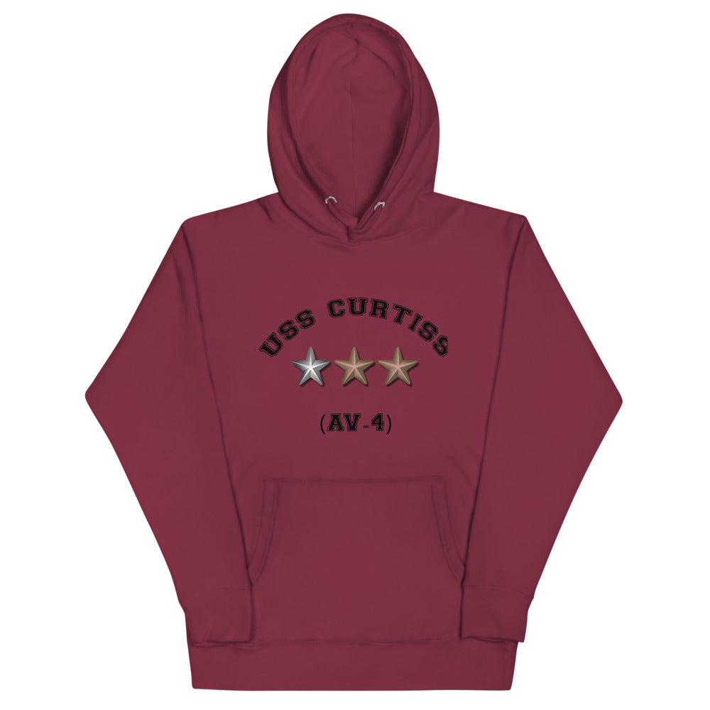 USS Curtiss (AV-4) Unisex Hoodie – front view, maroon