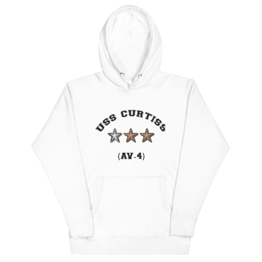 USS Curtiss (AV-4) Unisex Hoodie – front view, white