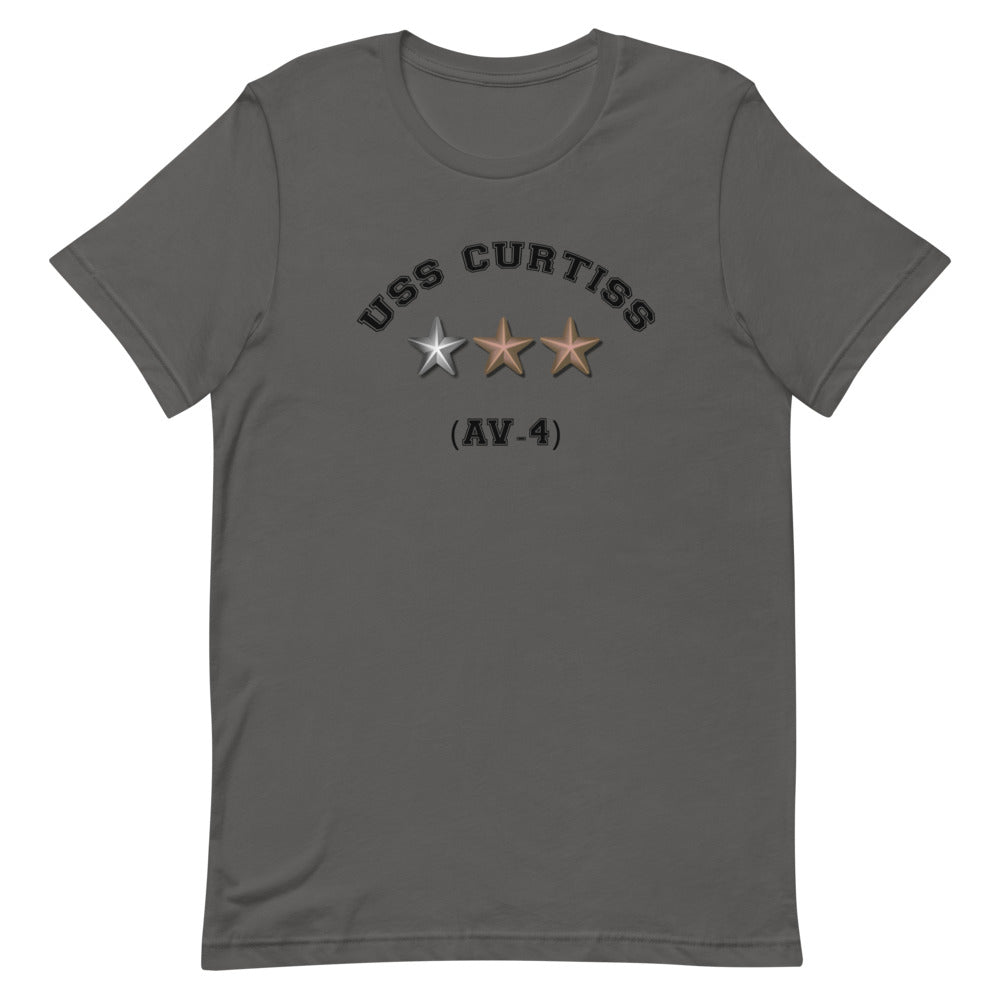 USS Curtiss (AV-4) Short-Sleeve Unisex T-Shirt – front view, asphalt