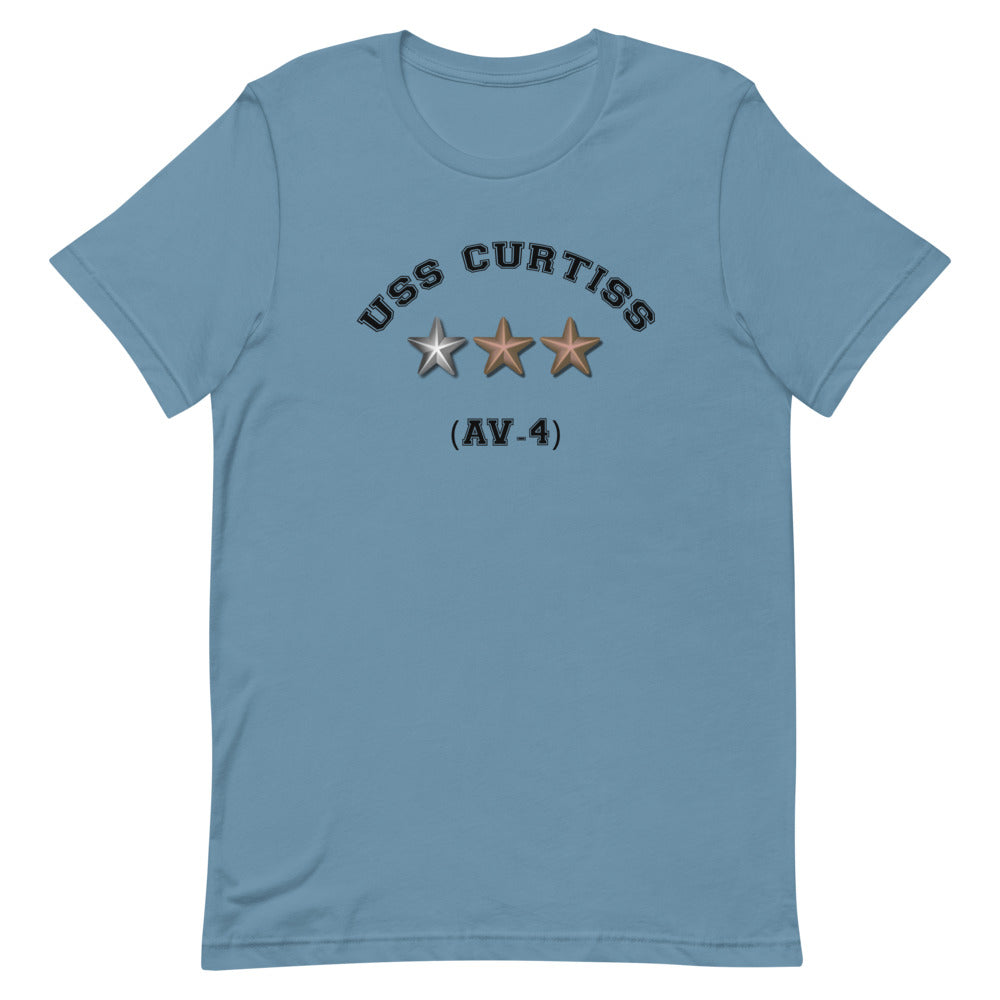 USS Curtiss (AV-4) Short-Sleeve Unisex T-Shirt – front view, blue