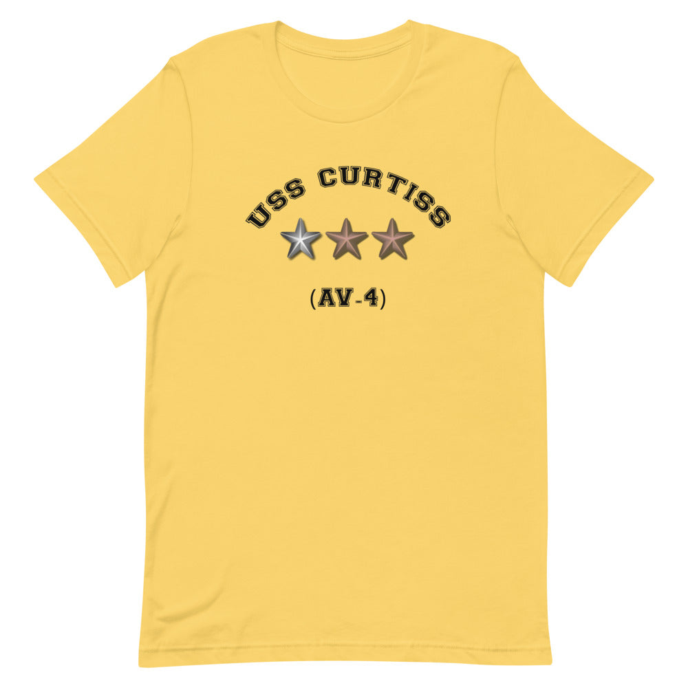 USS Curtiss (AV-4) Short-Sleeve Unisex T-Shirt – front view, yellow