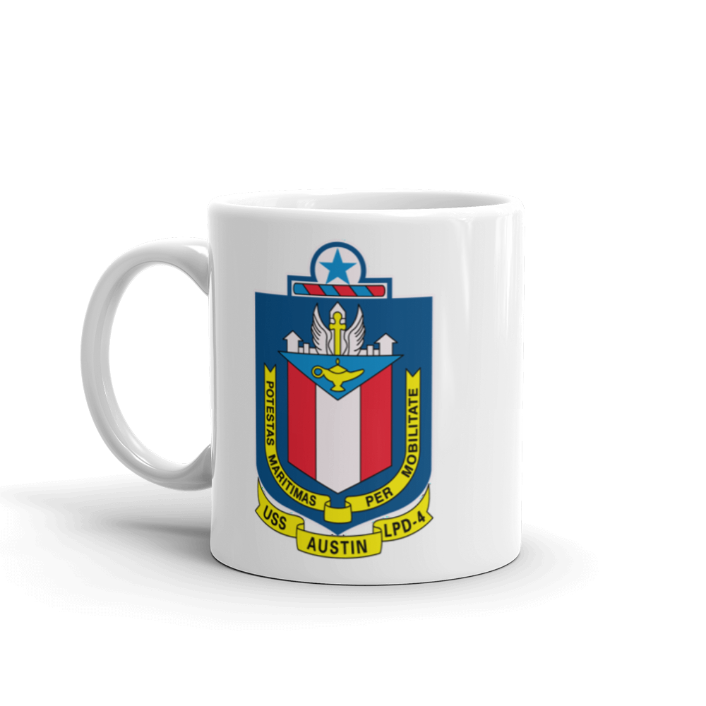 USS Austin (LPD-4) Ship's Crest Mug – left view, 11oz