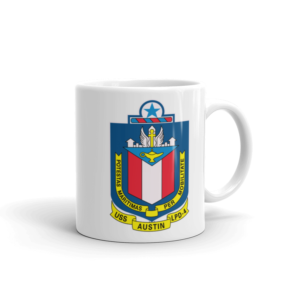 USS Austin (LPD-4) Ship's Crest Mug – right view, 11oz