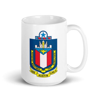 USS Austin (LPD-4) Ship's Crest Mug – right view, 15oz